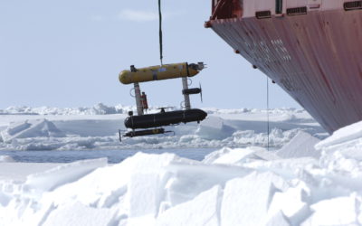 A ship in the snow.